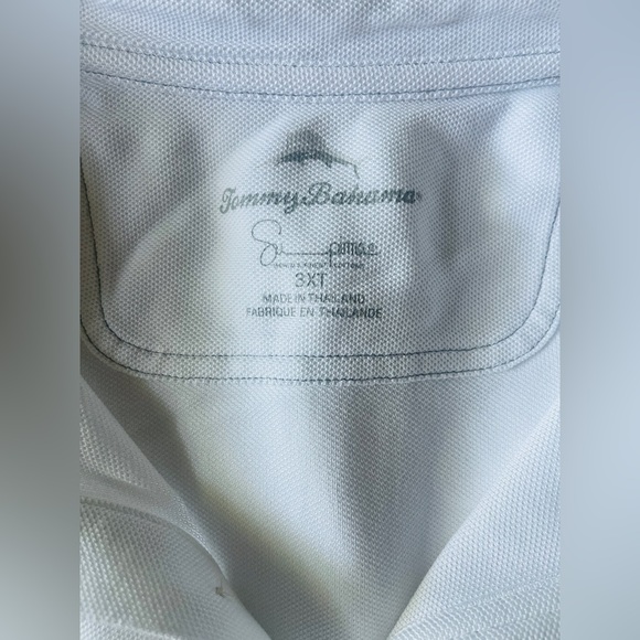 Tommy Bahama Emfielder Supima White Tech Polo Shirt Size 3XT - Picture 4 of 4